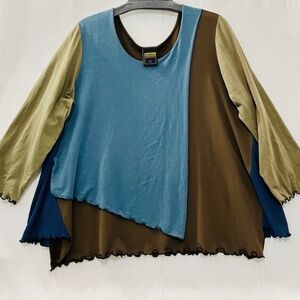 EUC Vintage Women's Sondra Sardis New York Colorblock top Size L (Runs big)